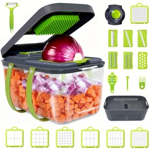 Vegetable Chopper - Food Chopper - Onion Chopper - Vegetable Slicer And Spiralizer - Veggie Chopper with Container - Kitchen Gadgets - Home Essentials - Kitchen Additions