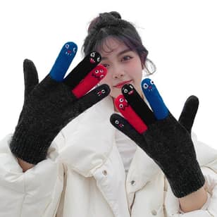 Cartoon Funny Expression Gloves Five Finger Gloves for Outdoor Cycling