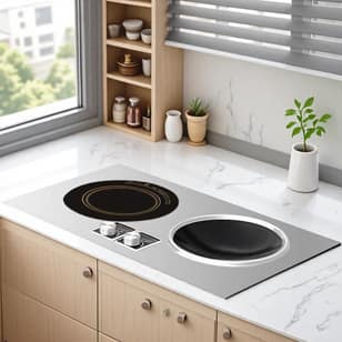 Dual Burner Induction Cooktop 3500W Built-in with Pots and Pans Set High Power Concave Electric Stove