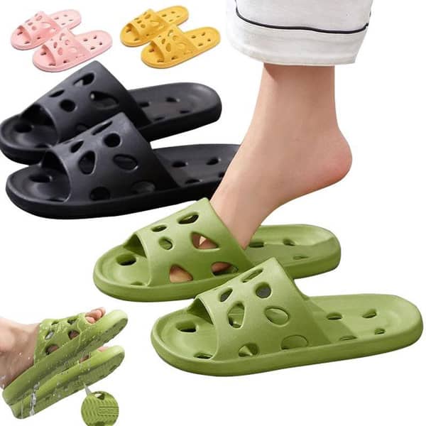Slippers for Women Men Soft Sole Non-slip Bathroom Leaking Slippers Hollow Shower Shoes Bath Slippers Home Sandals Summer Beach Slides Couple Slippers