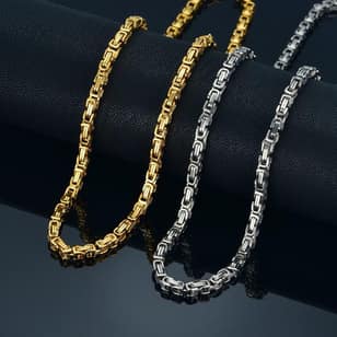 Man's Fashion Jewelry 4MM Silver Gold Plated Stainless Steel Byzantine Link Chain Necklace for Men