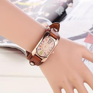 Color scale retro square women's quartz watch