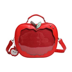 Preppy Styles Crossbody Bag for Pin Display Apples Shape Itabag PU Leather Shoulder Bag Sweet Backpack Messenger Bag
