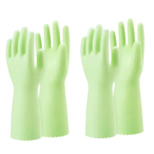 111 Skin-Friendly Dishwashing Gloves, Latex-Free Pvc, Reusable Housekeeping Gloves With Cotton Liner, Non-Slip Grip For Kitchen & Gardening, Made In Japan, Medium, 2-Pairs