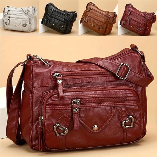 Vintage-Inspired Women's Shoulder Bag - Large Capacity, Synthetic Faux Leather, Adjustable Strap, Multiple Pockets, Zipper Closure - Perfect for Daily Commute, Work, Travel - Includes Cosmetic Bag | Travel Bag | Vintage-Inspired Purse