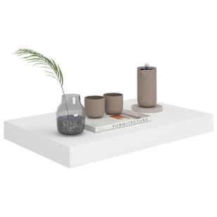Minimalist White MDF Floating Shelf | Single Tier Display for Modern Home Decor