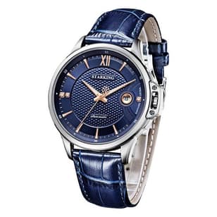 STARKING Men's Automatic Mechanical Watch with Date, Water Resistant, Blue Dial, Stainless Steel
