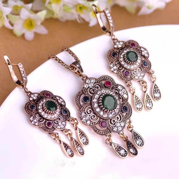 Turkish Vintage Jewelry Sets Necklace Earrings Sets