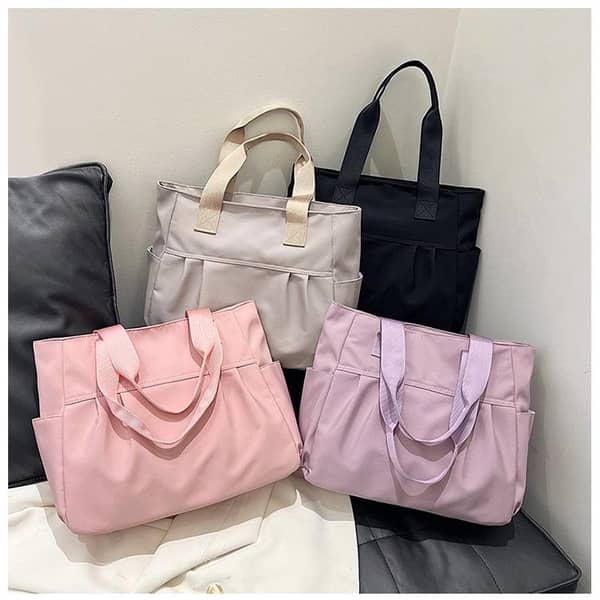 Large Capacity Nylon Tote Bag for Commute, School & Travel, Lightweight Casual Versatile Shoulder Bag