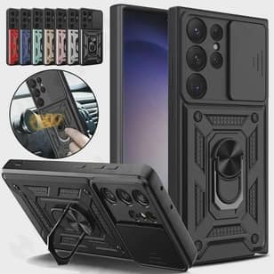Armor Rotate Magnetic Case For Samsung Galaxy S25 24 23 22 Ultra S21 S20 Plus A25 A54 With Ring Stand Camera Lens Anti-Scratch