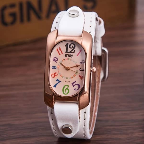 Color scale retro square women's quartz watch