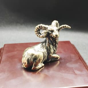 Antique Brass Antelop Statue Small Desktop Toy Ornaments Vintage Copper Animal Goat Figurines Figurines Paperweight Home Decors