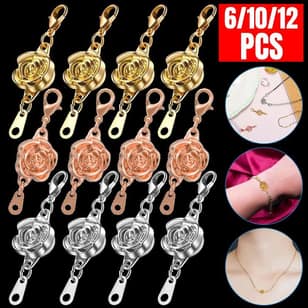 6PCS/10PCS/12PCS Locking Magnetic Clasps Rose Jewelry Magnetic Clasp Necklace Lobster Clasp Closures Magnetic Clasp Connector Chain Extenders for Jewelry Necklace Bracelet
