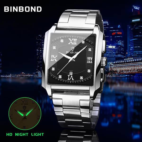 Men's Watches Luxury Stainless Steel Watch Fashion Casual Watches Waterproof Square Male Wristwatches Business Branded Watch Chronograph Watches Horloges Mannen Montre Homme Luxe Quarz Uhr