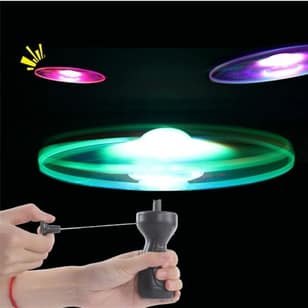 Funny Spinning Flyer Luminous Flying UFO LED Light Handle Flash Flying Toys for Kids Outdoor Game Color Random