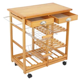 Wooden Kitchen Utility Island Cart W/ Shelves Drawers Trolley Stand Natural