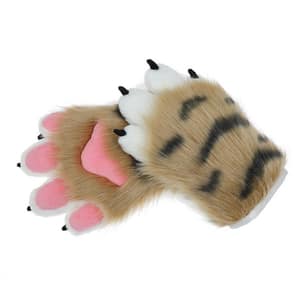 Girls Winter Gloves Soft Mittens with Cartoon Tiger Paw Shape Thicken Mittens
