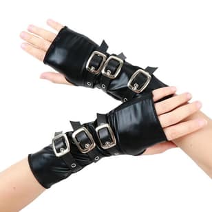 Punk PU Leather Fingerless Gloves with Metal Clasp Fashion Cosplay Costume Props