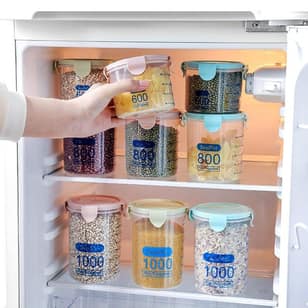 2pcs Kitchen Transparent Sealed Jar Refrigerator Snack Food Seal Preservation Storage Boxes Grain Organizer Jar Home Kitchen Supplies