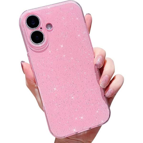 Pink Cute Glitter Sparkly Case Cover For iPhone 16 Pro Max 15 Plus 14 13 12 11 X XS XR SE 2022 2020 Women Girl Phone Accessories