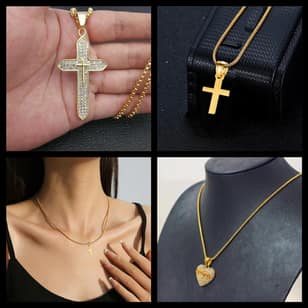Stainless Steel AAA+ CZ Small Pendant Necklace For men Lover's Golden Chain Big Cross Necklace Gold Plated Cross Religious Jewelry