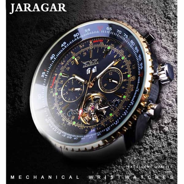 Automatic Watches for Men Fashion Brand JARGAR Men's Big Face Automatic Mechanical Male Wrist Watch Steel