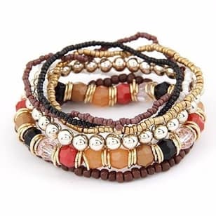 Fashion Jewelry Bohemian Multilayer Beads Bracelets & Bangles for Women Elastic Strand Bracelets Woman